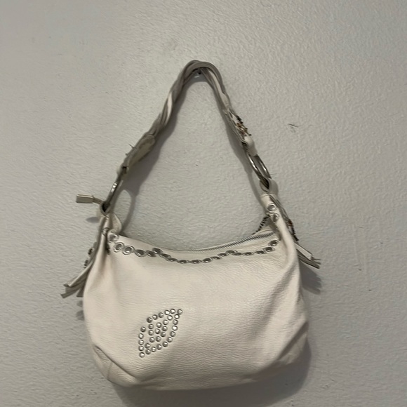 BETSEY JOHNSON OFF WHITE SILVER STUDDED PURSE - Picture 1 of 12